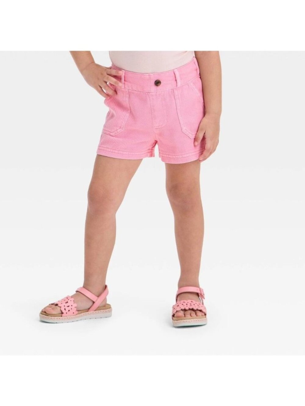 NWT Toddler Girls' Twill Shorts - Cat & Jack Medium Pink 5T: Cotton Rayon Blend,